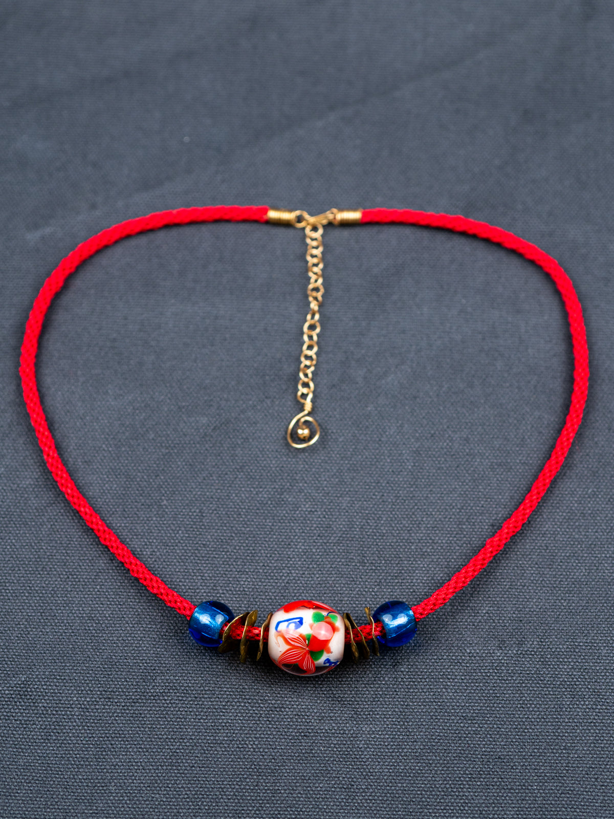 Japanese Glass Beads, Brass & Silk Cord Necklace – Waystone