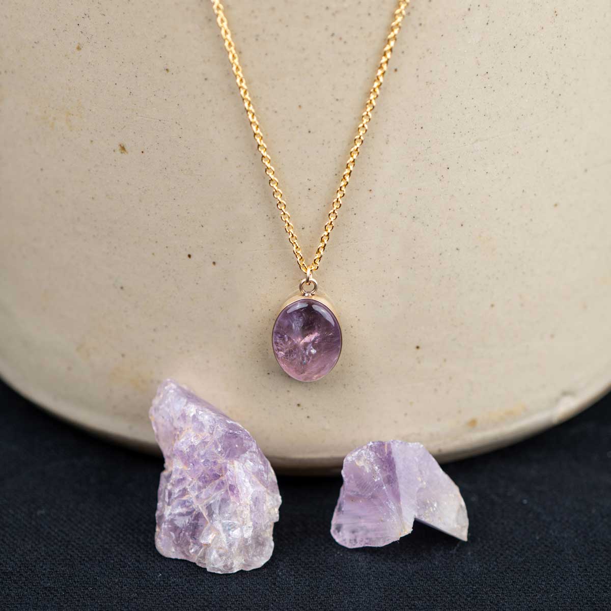 Raw Amethyst → Gold Pendant