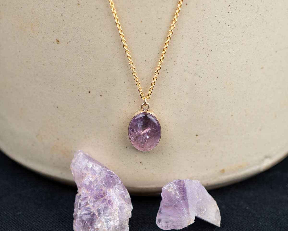 Raw Amethyst → Gold Pendant