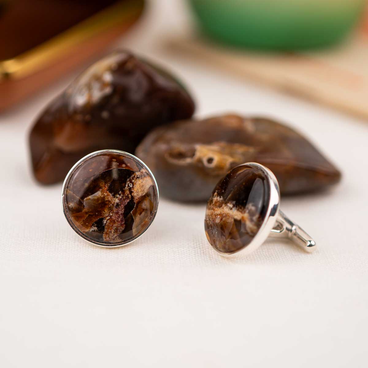 Brown Agate → Wedding Gift Cufflinks