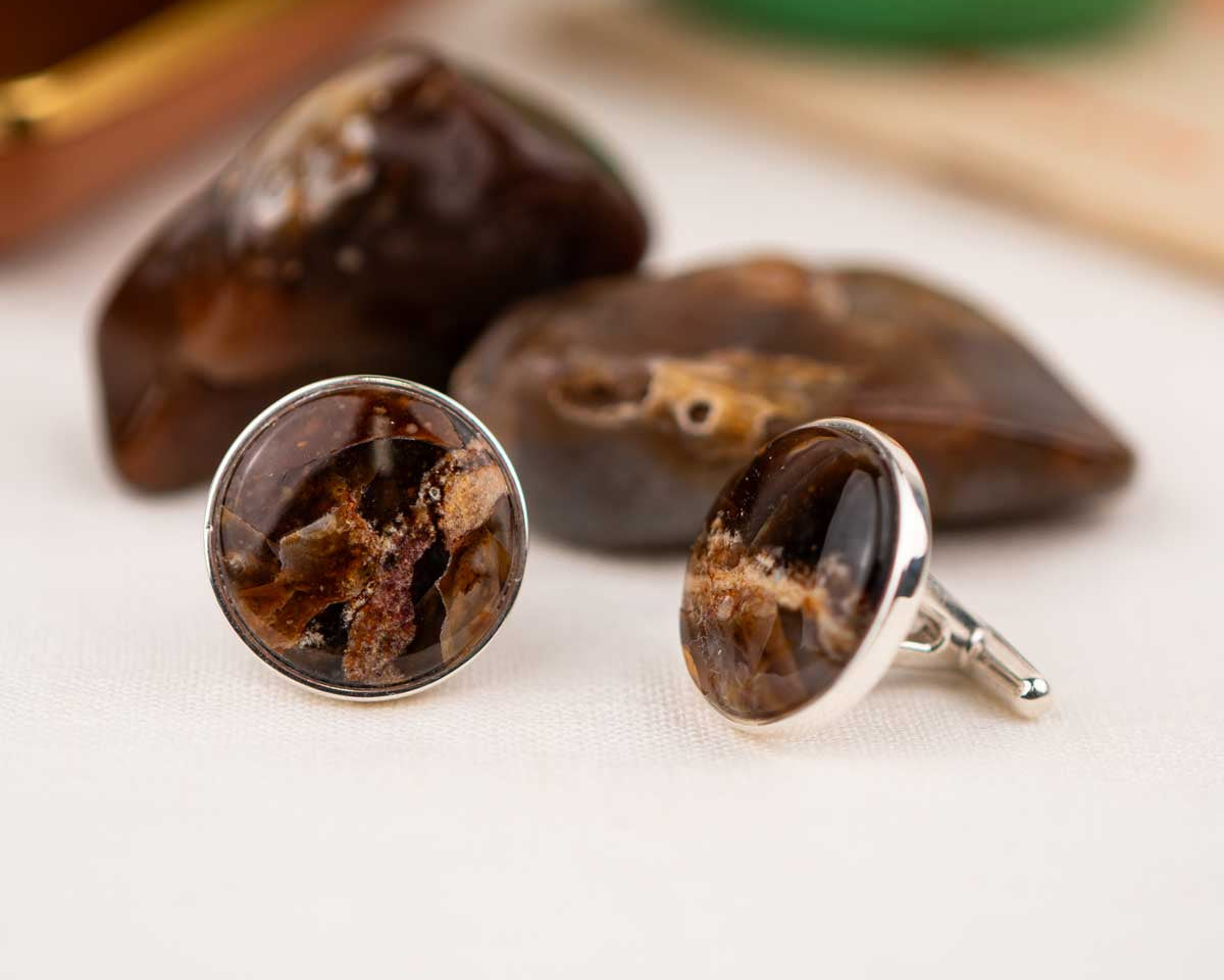 Brown Agate → Wedding Gift Cufflinks