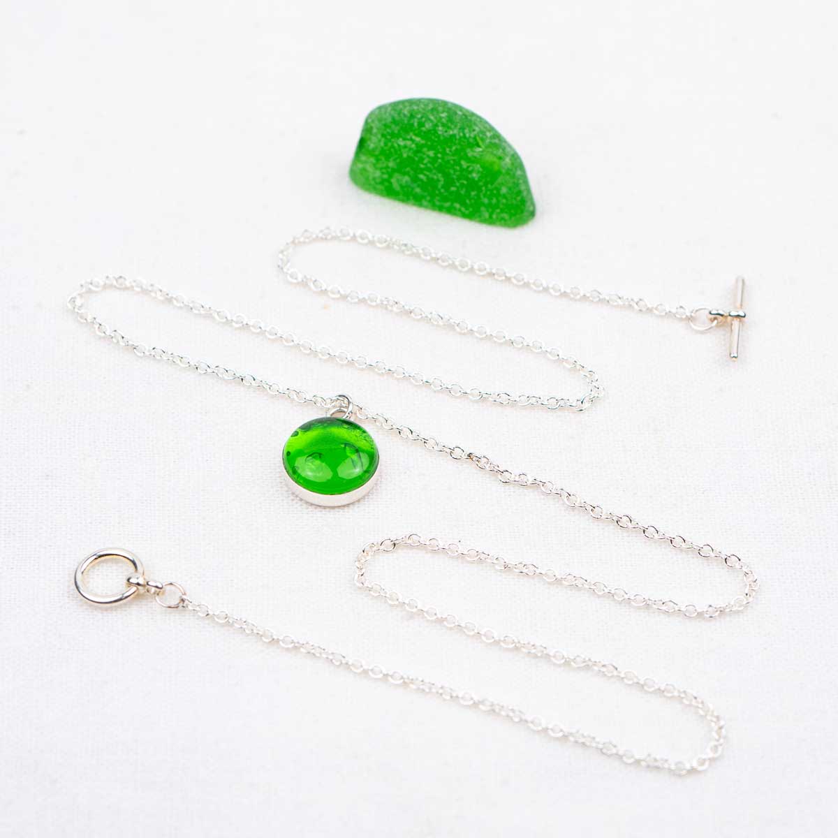Green Sea Glass → Birthday Gift Necklace