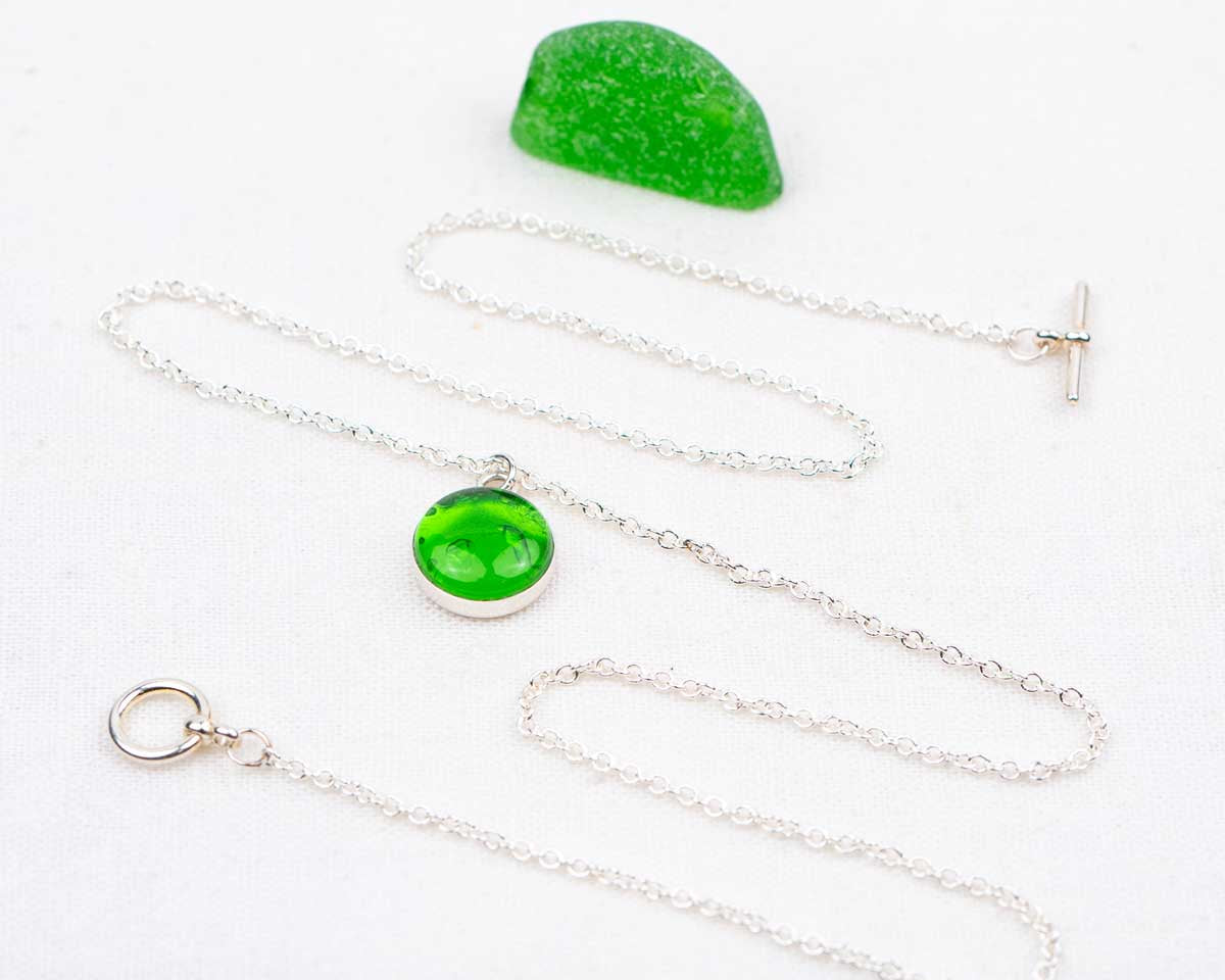 Green Sea Glass → Birthday Gift Necklace