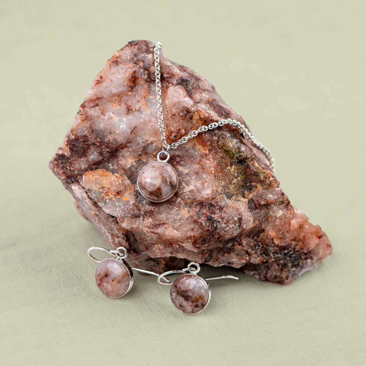 Milky Quartz → Earring & Necklace Set