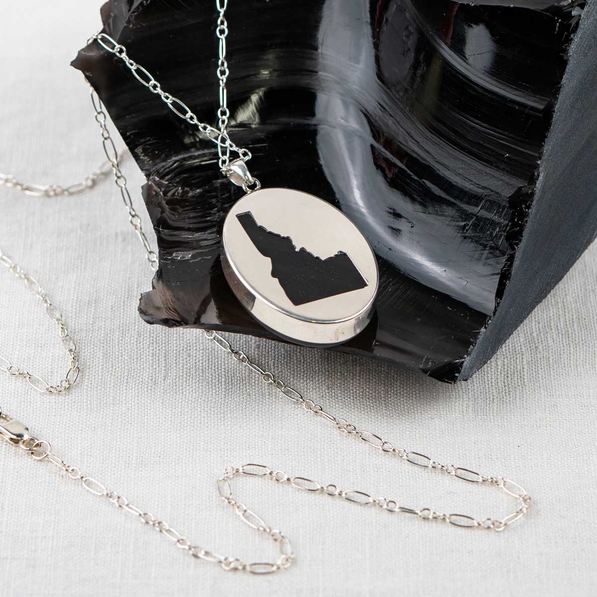 Obsidian → Custom Idaho Cutout Necklace