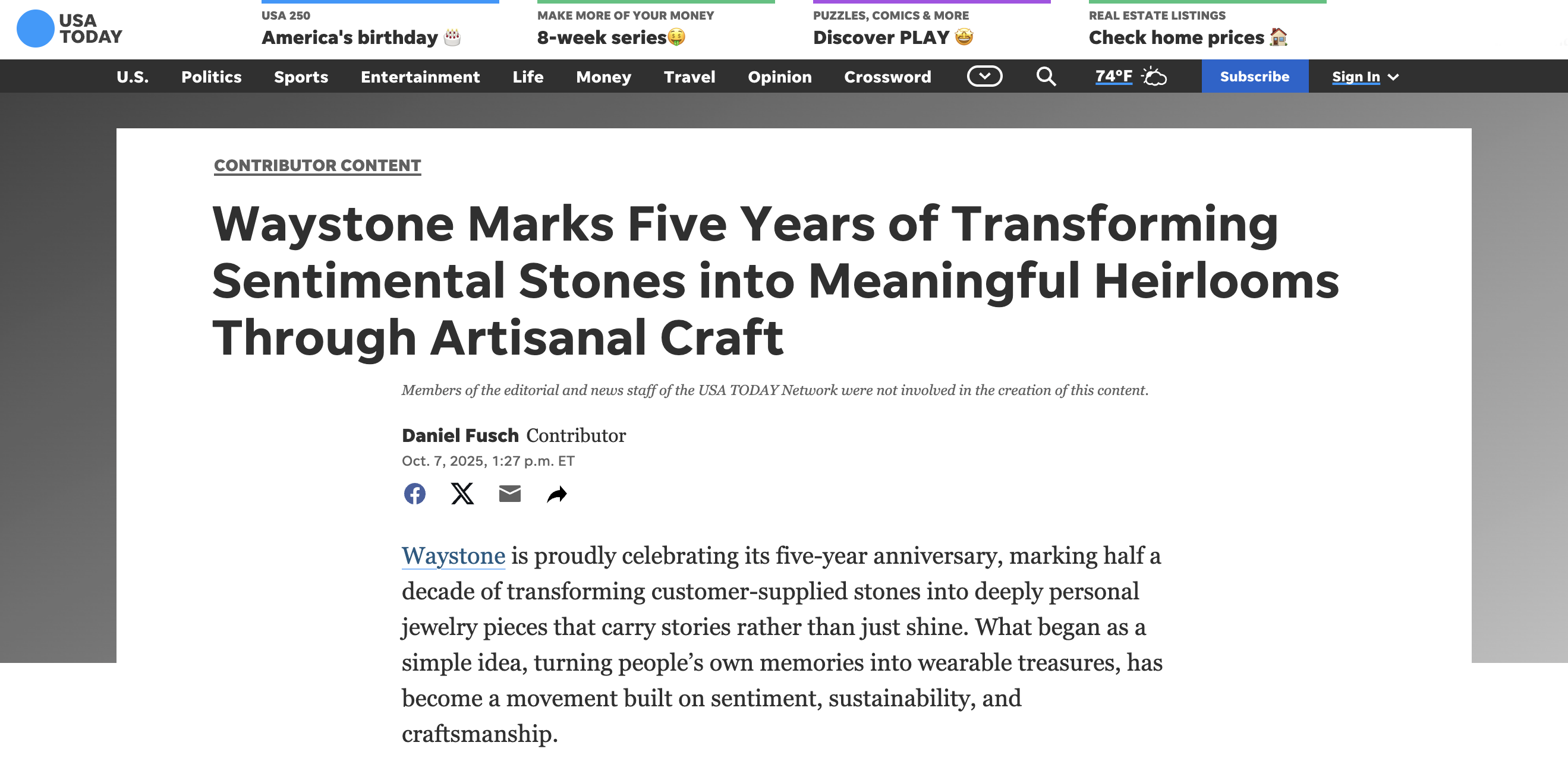 Waystone is Featured in USA Today