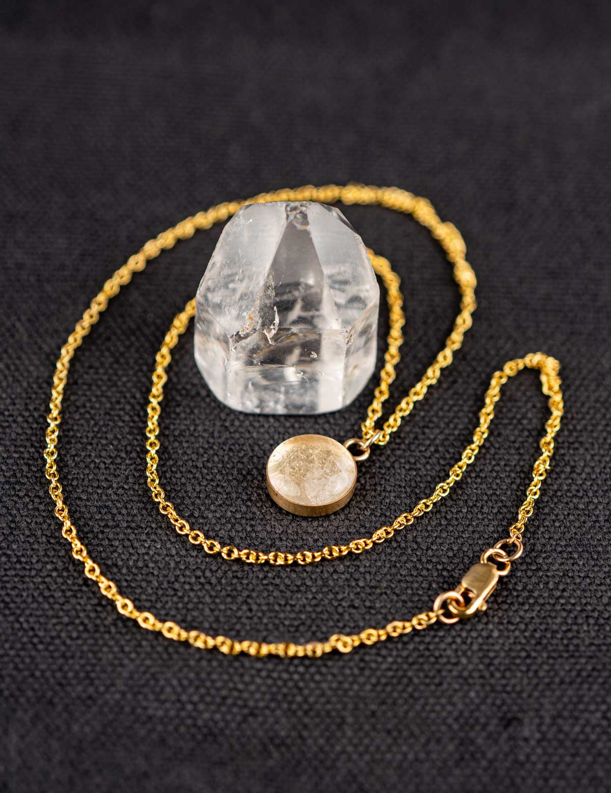 Dainty Compass Necklace with Your Stone | Gold