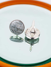 Sterling silver whale back cufflinks made with natural stone with custom engraving on the back