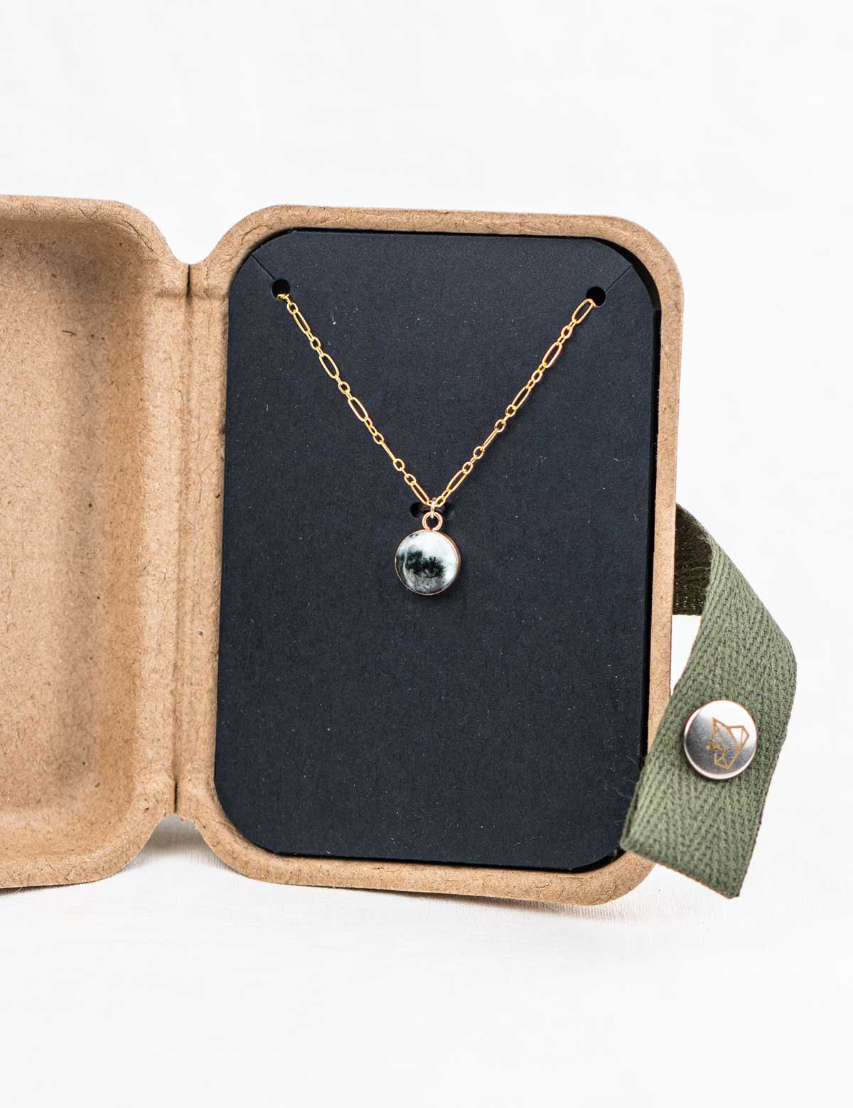 Dainty Compass Necklace with Your Stone | Gold