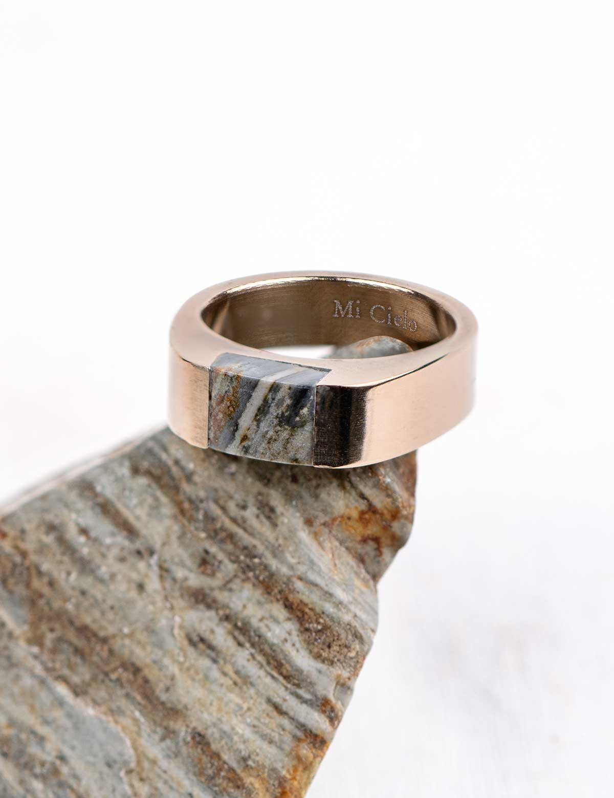 Signpost Signet Ring with Your Stone | Champagne Steel