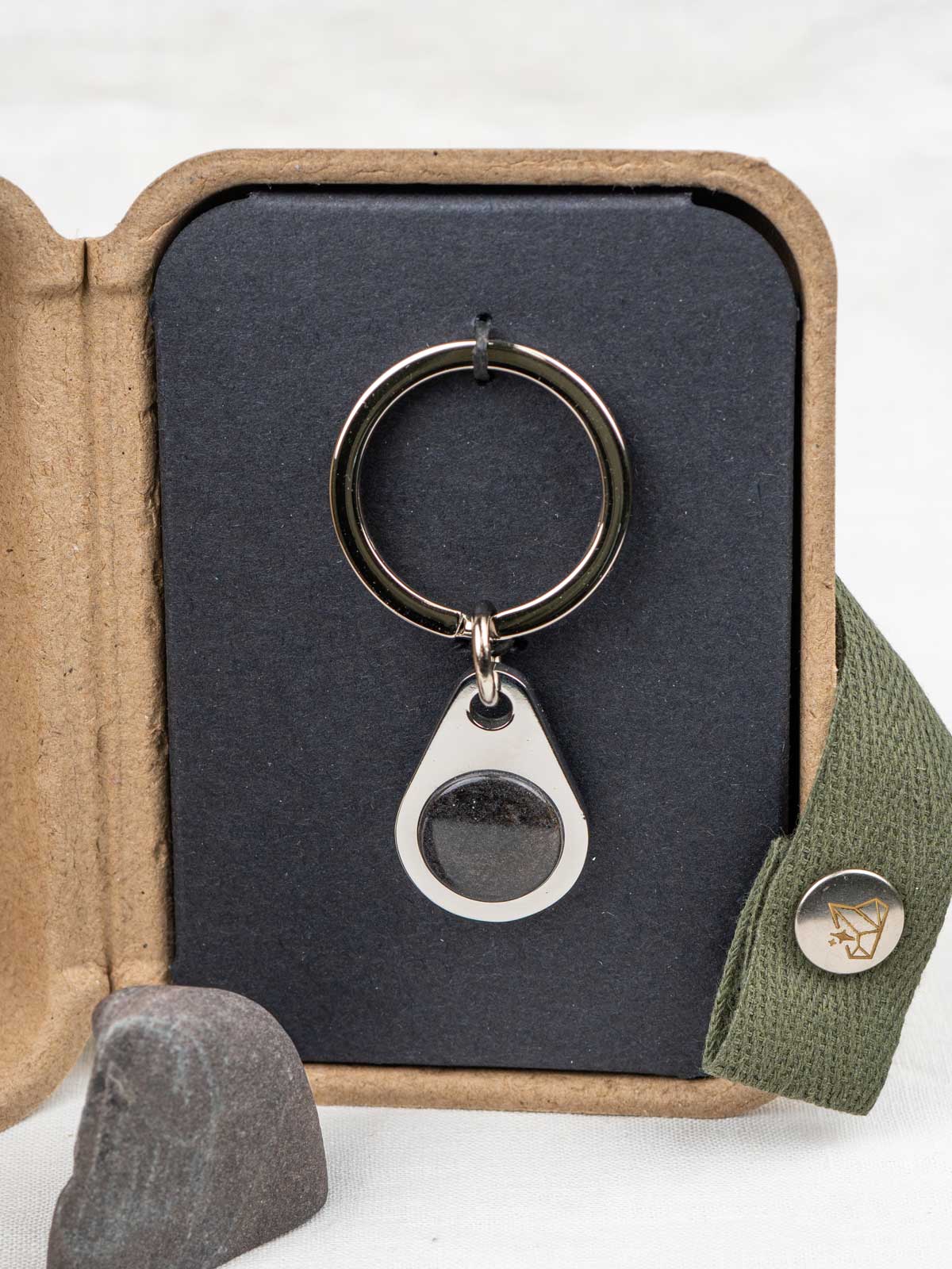 Waymark Key Tag with Your Stone | Silver Steel