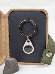 Waymark Key Tag with Your Stone | Silver Steel