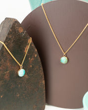 Two small round pendant necklaces made with Amazonite pendants