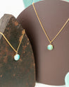 Two small round pendant necklaces made with Amazonite pendants