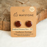16 mm round red fossilized dinosaur bone earrings from Colorado, polished to a shine and set in sterling silver studs