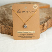 Classic Compass Necklace with 10mm round Cream colored Fossilized Dinosaur Bone picked up in Colorado