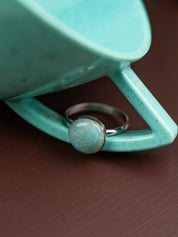 Silver ring with a round Amazonite stone
