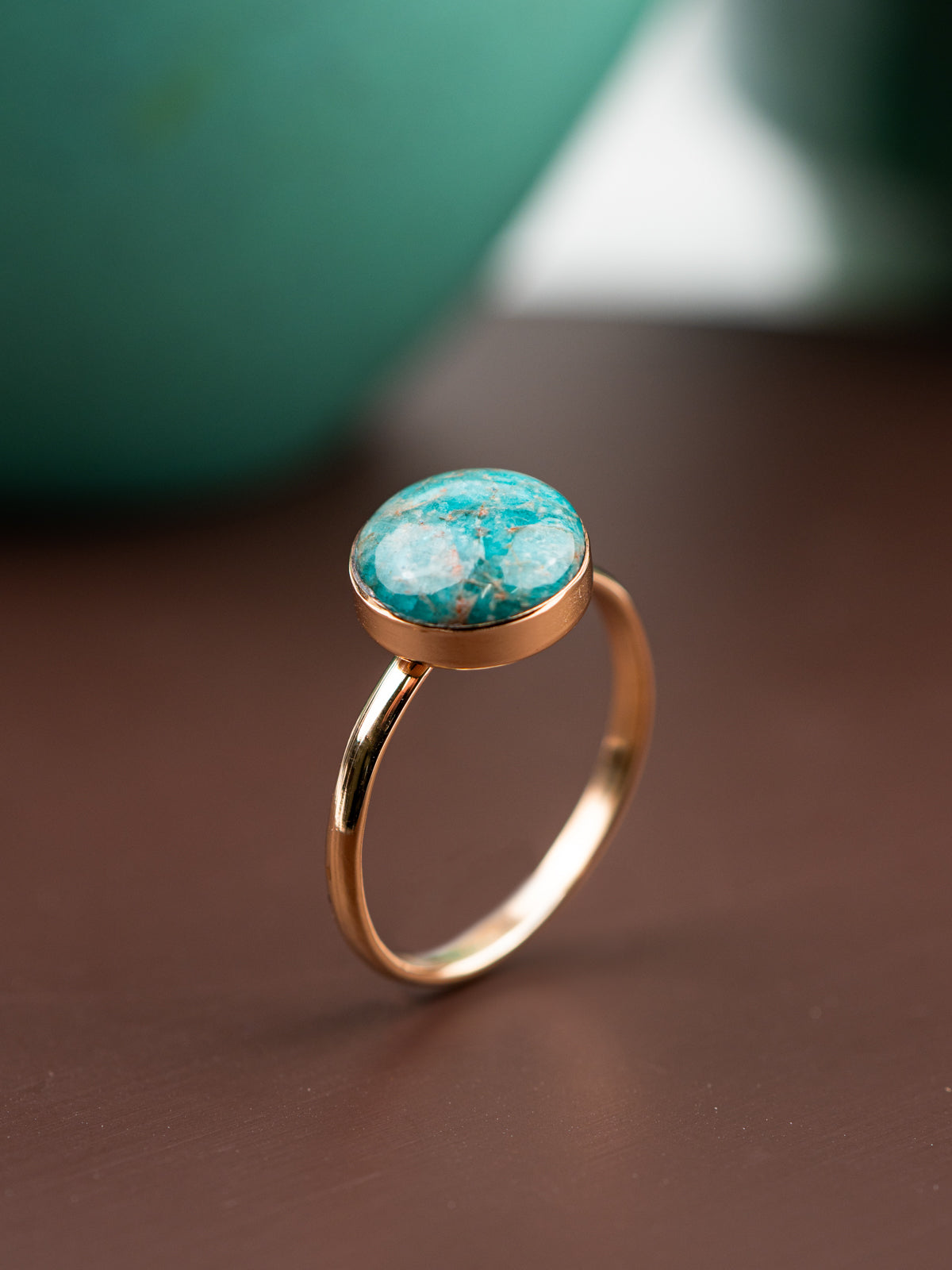 Gold fill ring with a round Amazonite stone 