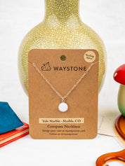 Yule Marble Dainty Compass Necklace | Silver