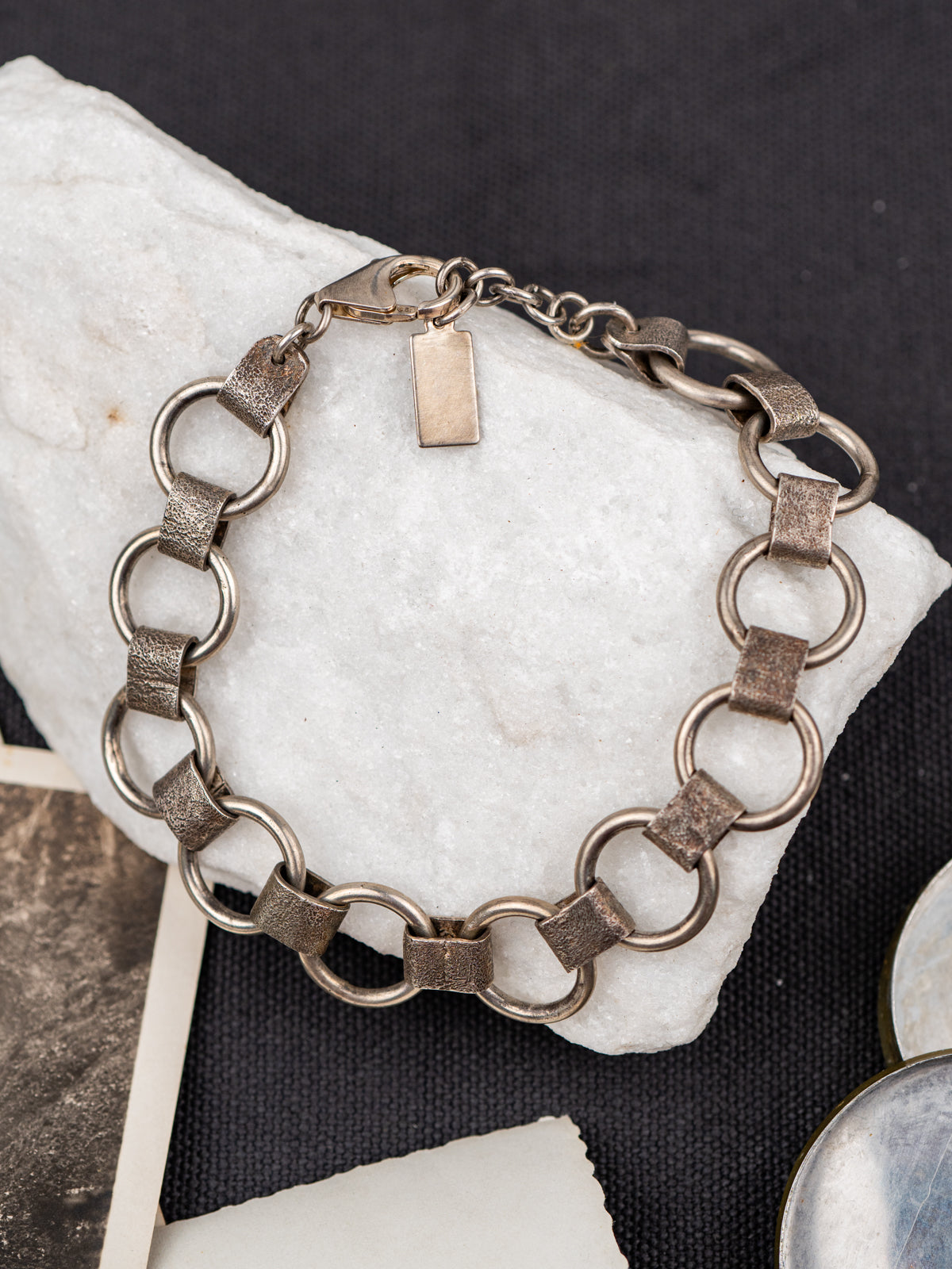 Hand-Forged Sterling Silver Men’s Chain Bracelet