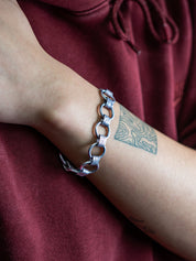 Hand-Forged Sterling Silver Men’s Chain Bracelet