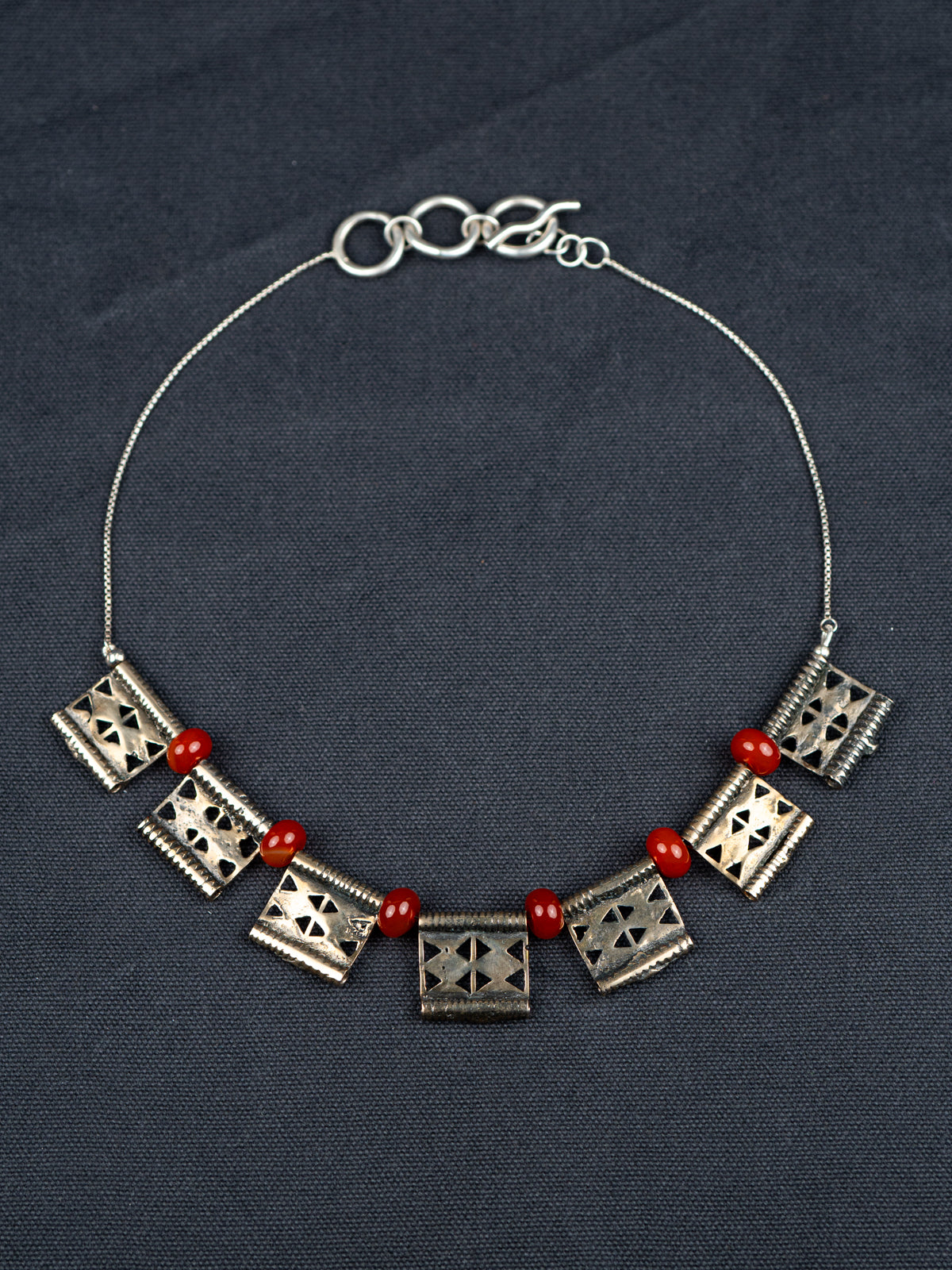 Akha Thai Hill Tribe Necklace with Carnelian Beads