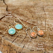 Two sizes of stone dangle earrings, the small Petite size and the larger Classic size