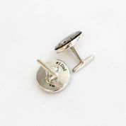 Sterling silver custom granite cufflinks engraved with the text, #1 Dad