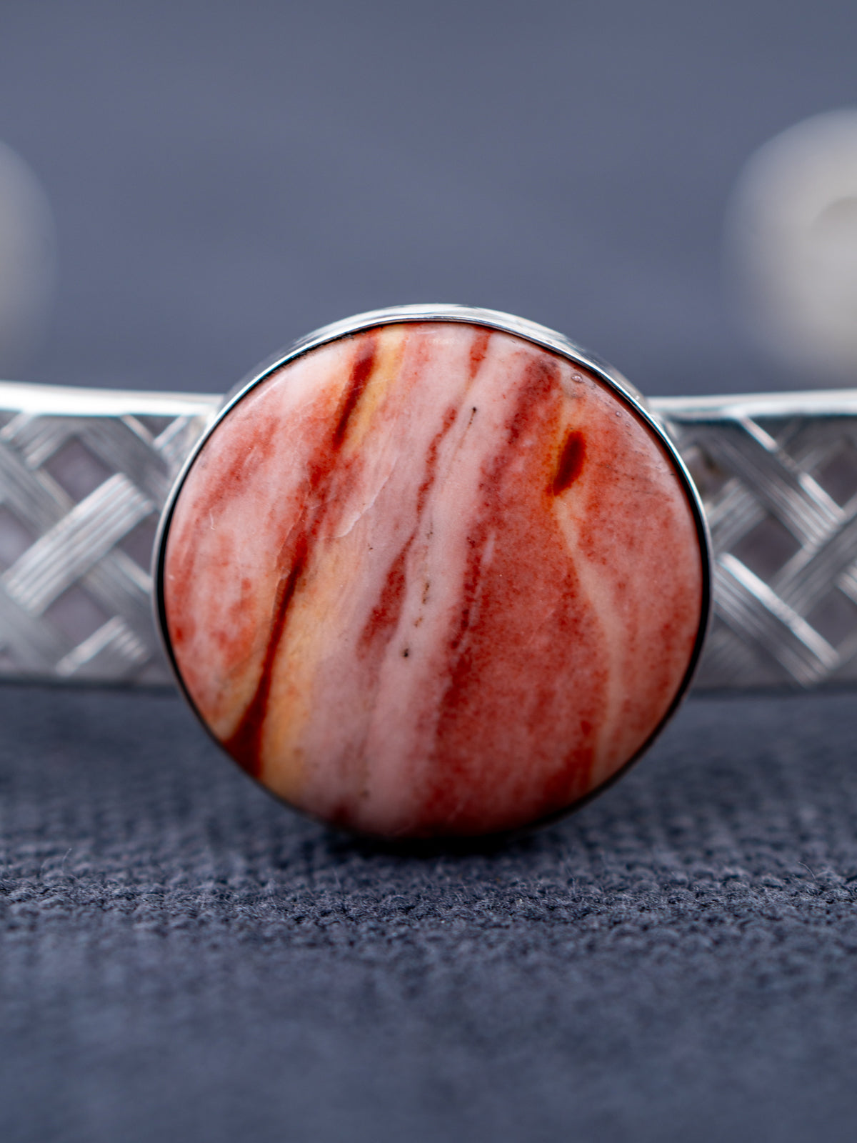 Hand-Forged Sterling Silver Candy Rock Cuff Bracelet