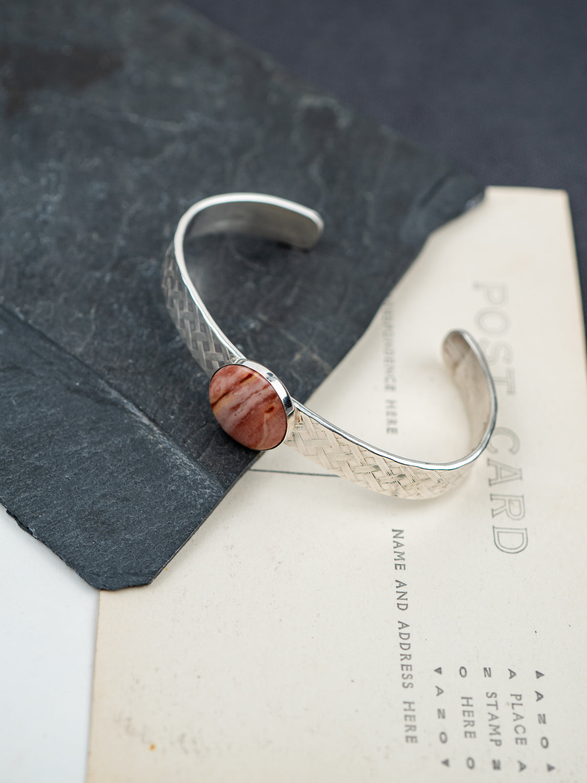 Hand-Forged Sterling Silver Candy Rock Cuff Bracelet