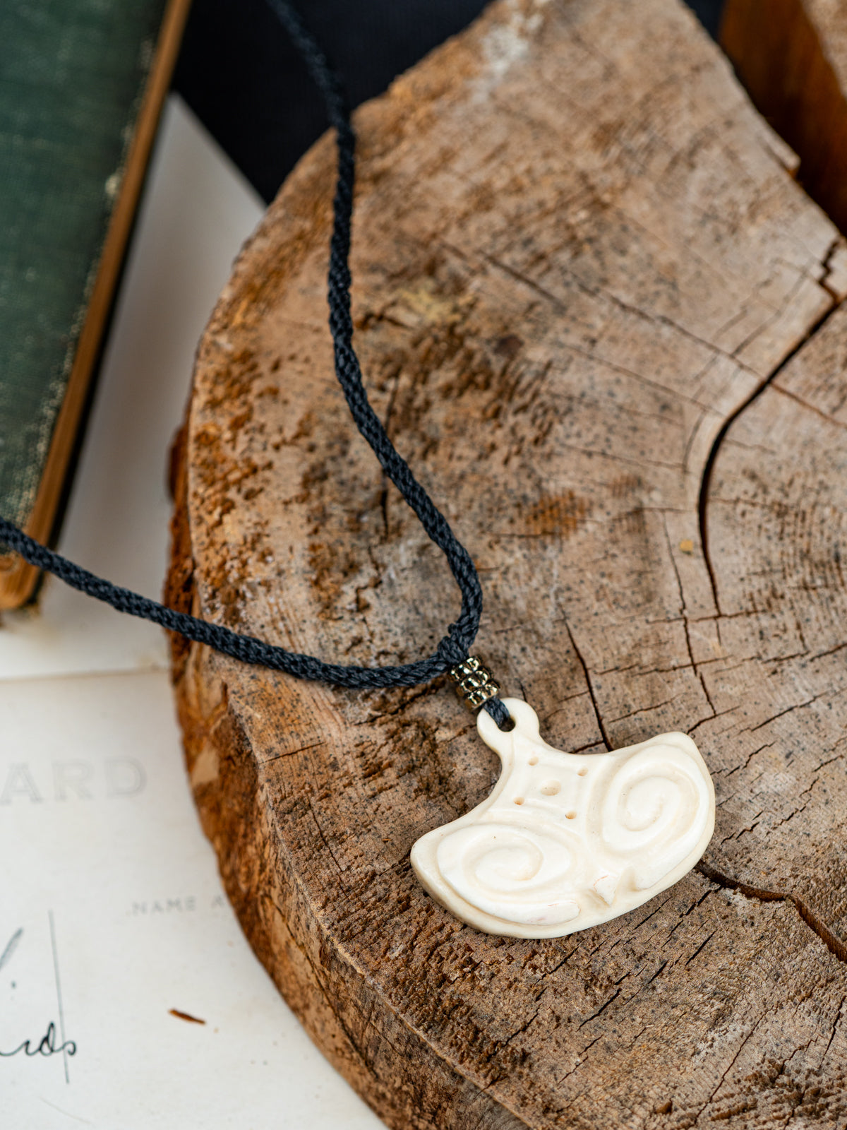 Waxed Cord with Carved Bone
