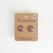 Large round stud earrings set in sterling silver made with natural red sandstone from Colorado