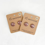 Large round stud earrings set in sterling silver made with natural red sandstone from Colorado