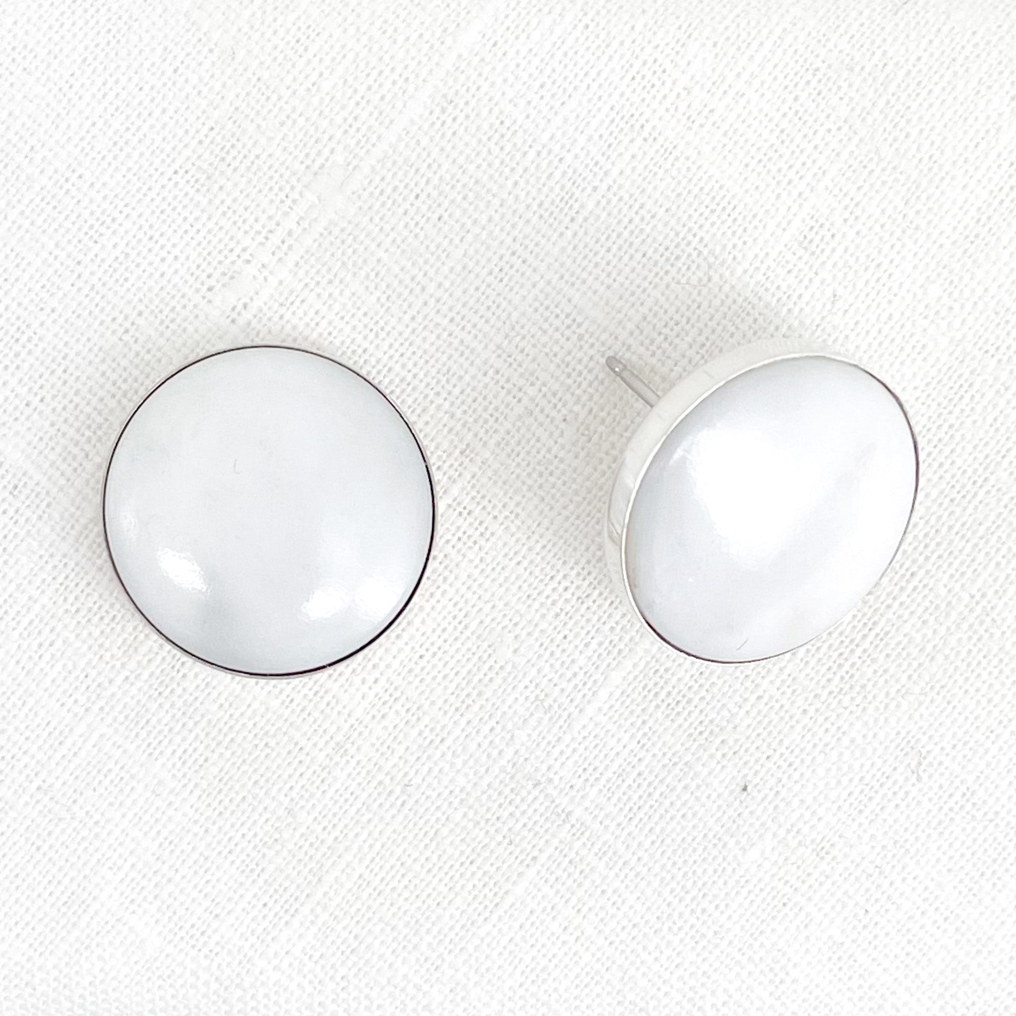 Small Confluence Stud Earrings with 16mm Yule Marble picked up at Marble, Colorado