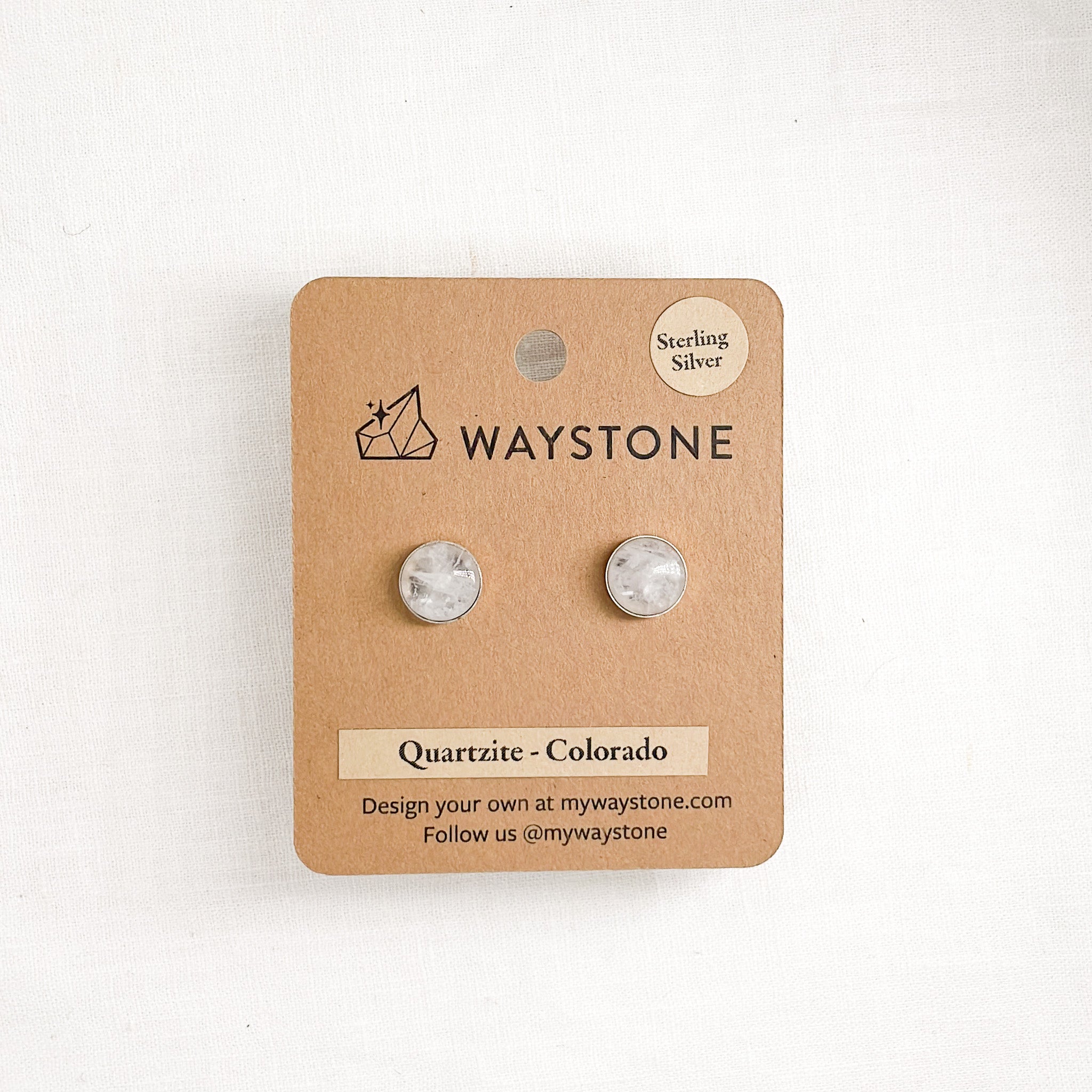 Medium Confluence Stud Earrings with 10mm frosted quartz picked up at Lakewood, Colorado