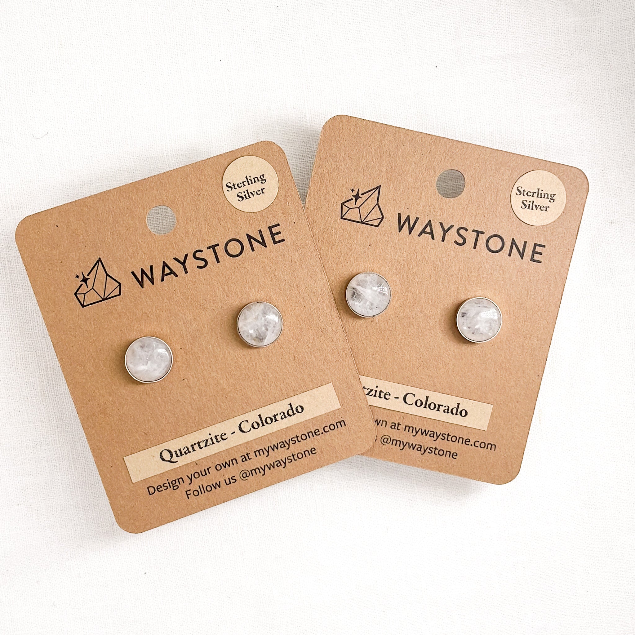 Medium Confluence Stud Earrings with 10mm frosted quartz picked up at Lakewood, Colorado