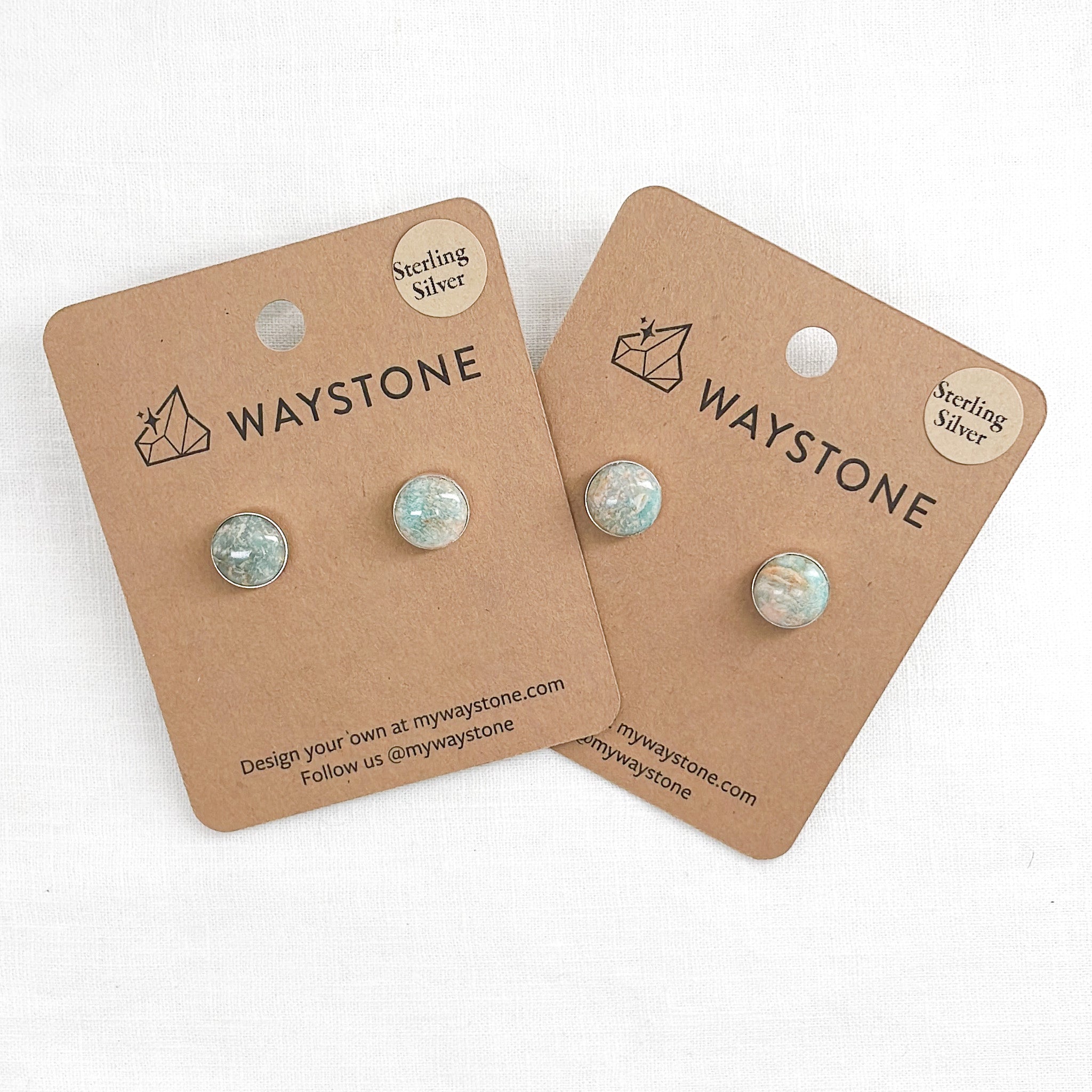 Medium Confluence Stud Earrings with 10mm amazonite picked up in Colorado