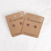 Small Confluence Stud Earrings with 8mm sandstone picked up at Red Rocks, Colorado. Two sets of earrings displayed on Kraft paper card.