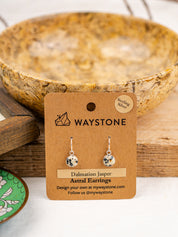 8 mm round Dalmatian Jasper, polished to a shine and set in sterling silver earrings