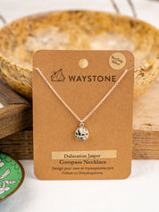 10 mm round Dalmatian Jasper, polished to a shine and set in sterling silver pendant