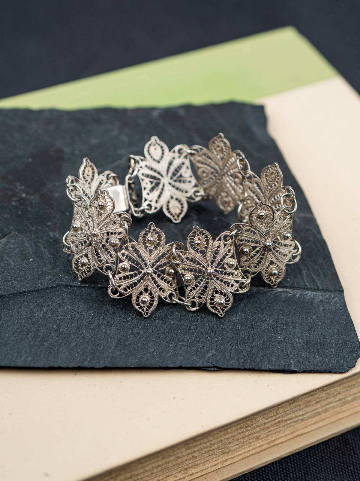 Hand-Forged Sterling Silver Filigree Bracelet (Refurbished)