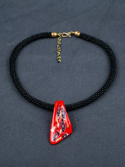 Black Toho Beads with Vintage Glass & Brass