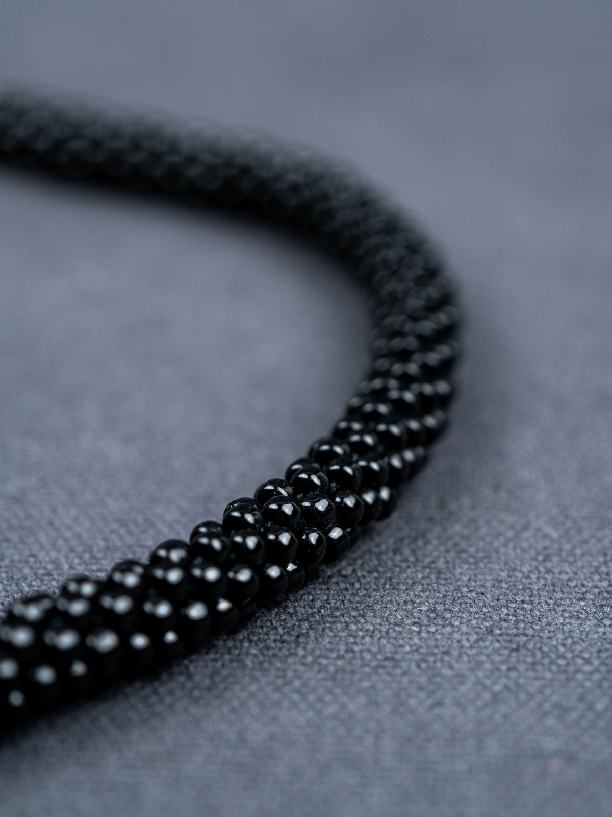 Black Toho Beads with Vintage Glass & Brass