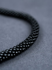 Black Toho Beads with Vintage Glass & Brass