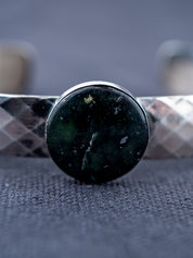 Hand-Forged Sterling Silver Jade Cuff Bracelet