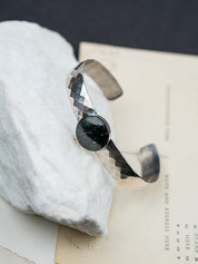 Hand-Forged Sterling Silver Jade Cuff Bracelet