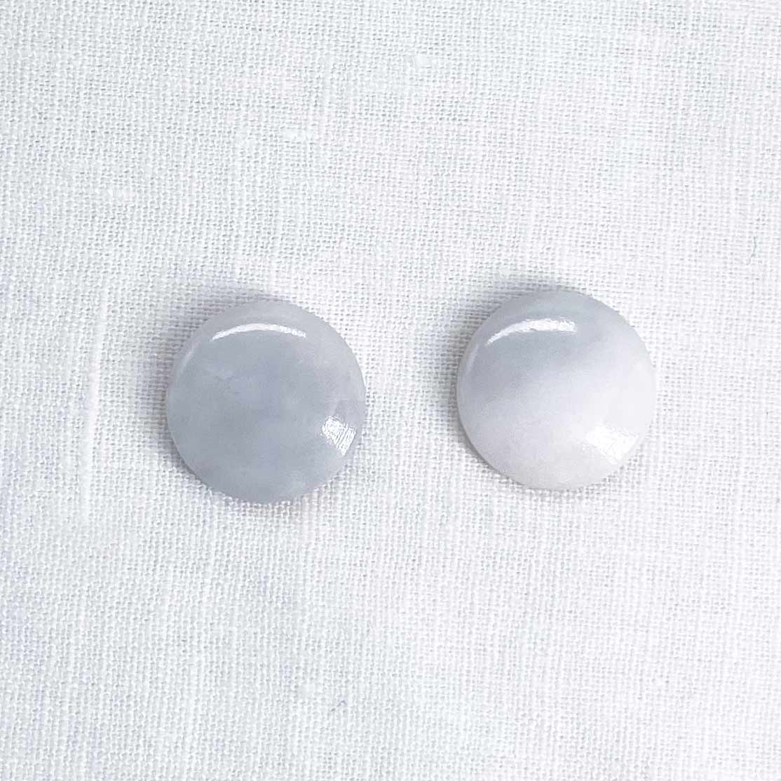 Front view with a pair of 16mm round white marble cufflinks
