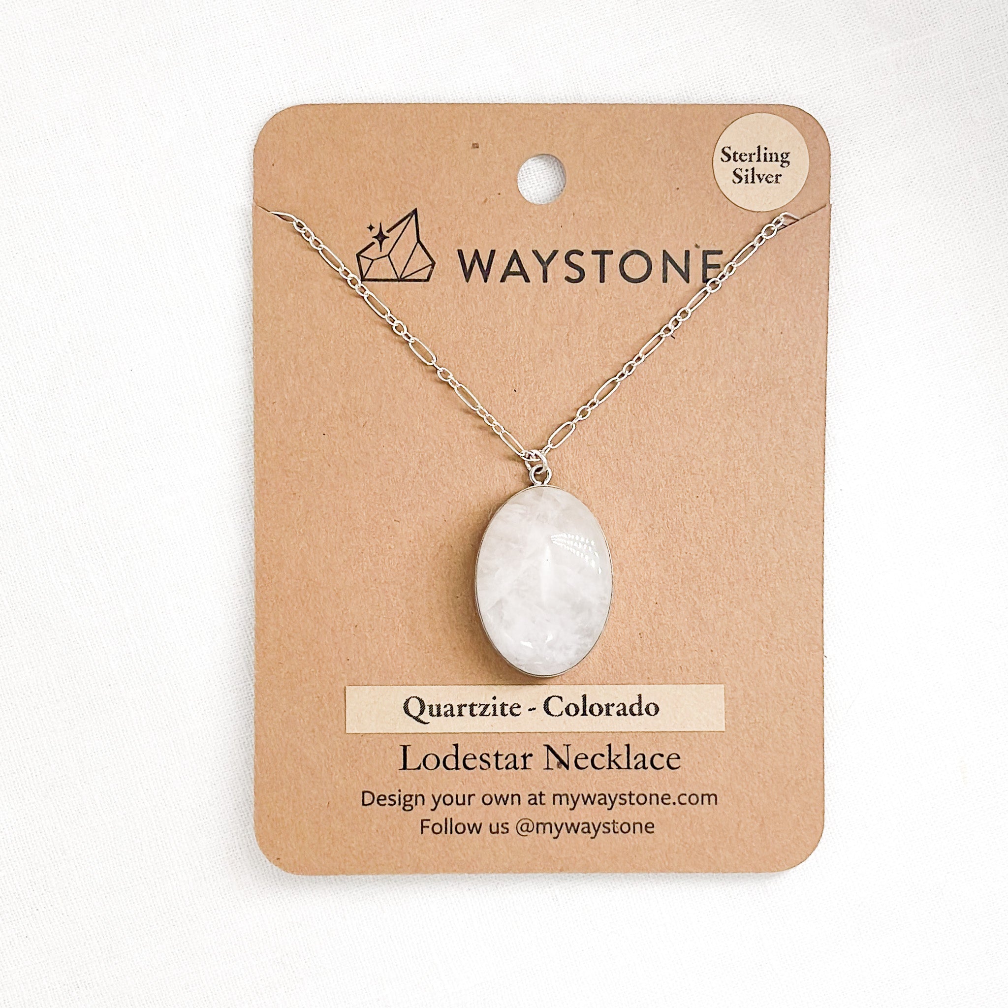 Medium Lodestar Necklace with 25mm x 18mm Frosted Quartz picked up in Lakewood, Colorado