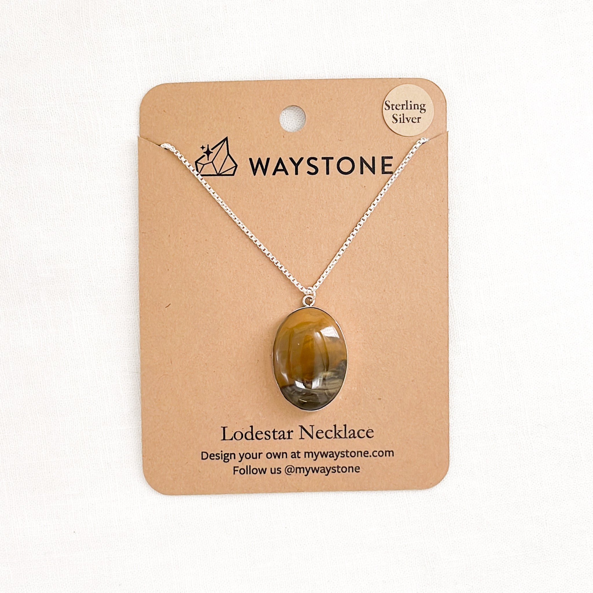 Medium Lodestar Necklace with 25mm x 18mm Tan Petrified Wood from Colorado