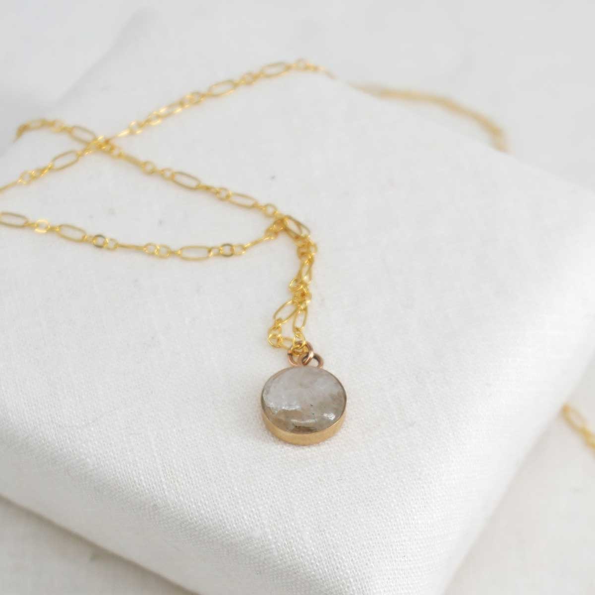 Dainty Compass Necklace with Your Stone | Gold